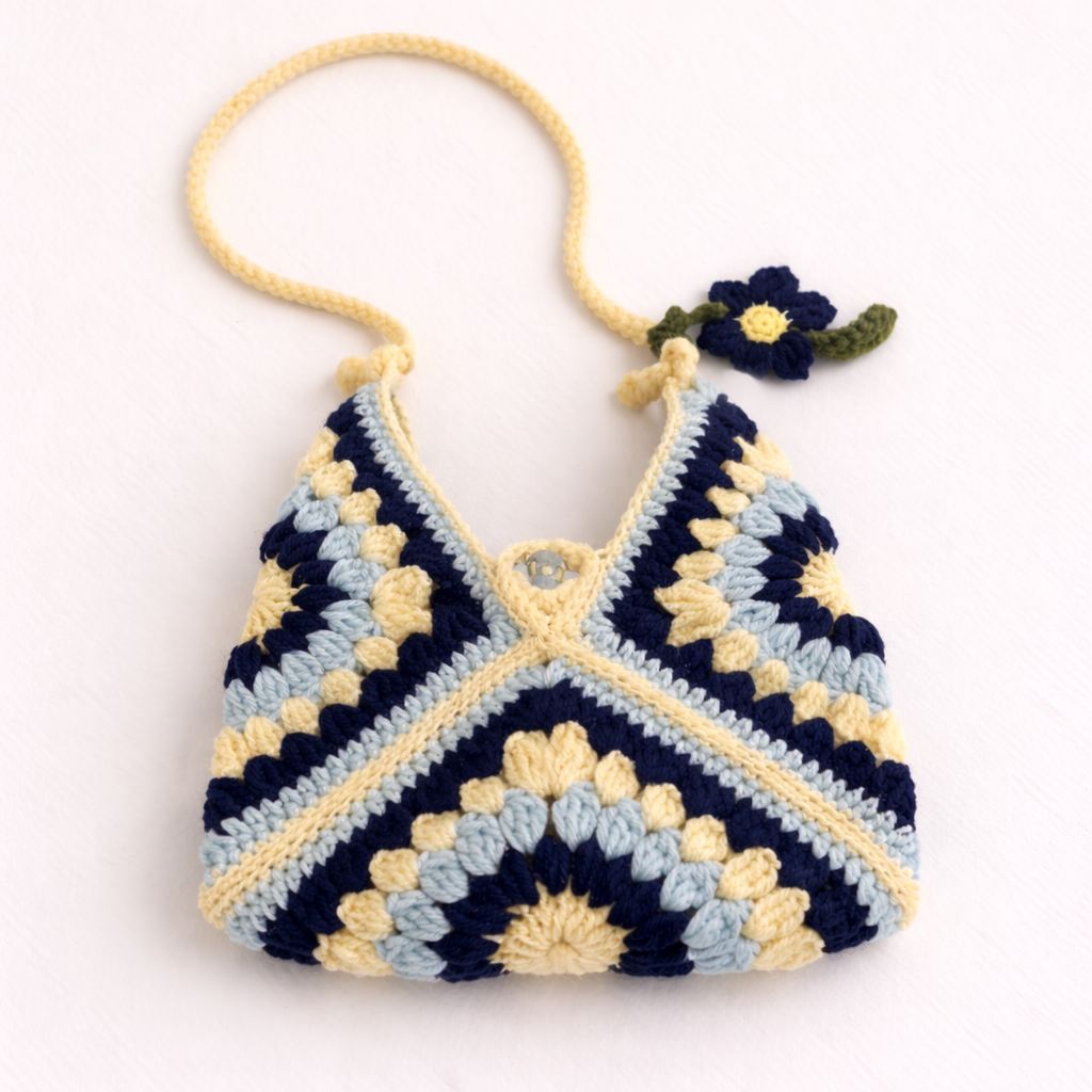 Sunflower Granny Square Crochet Sling Bag