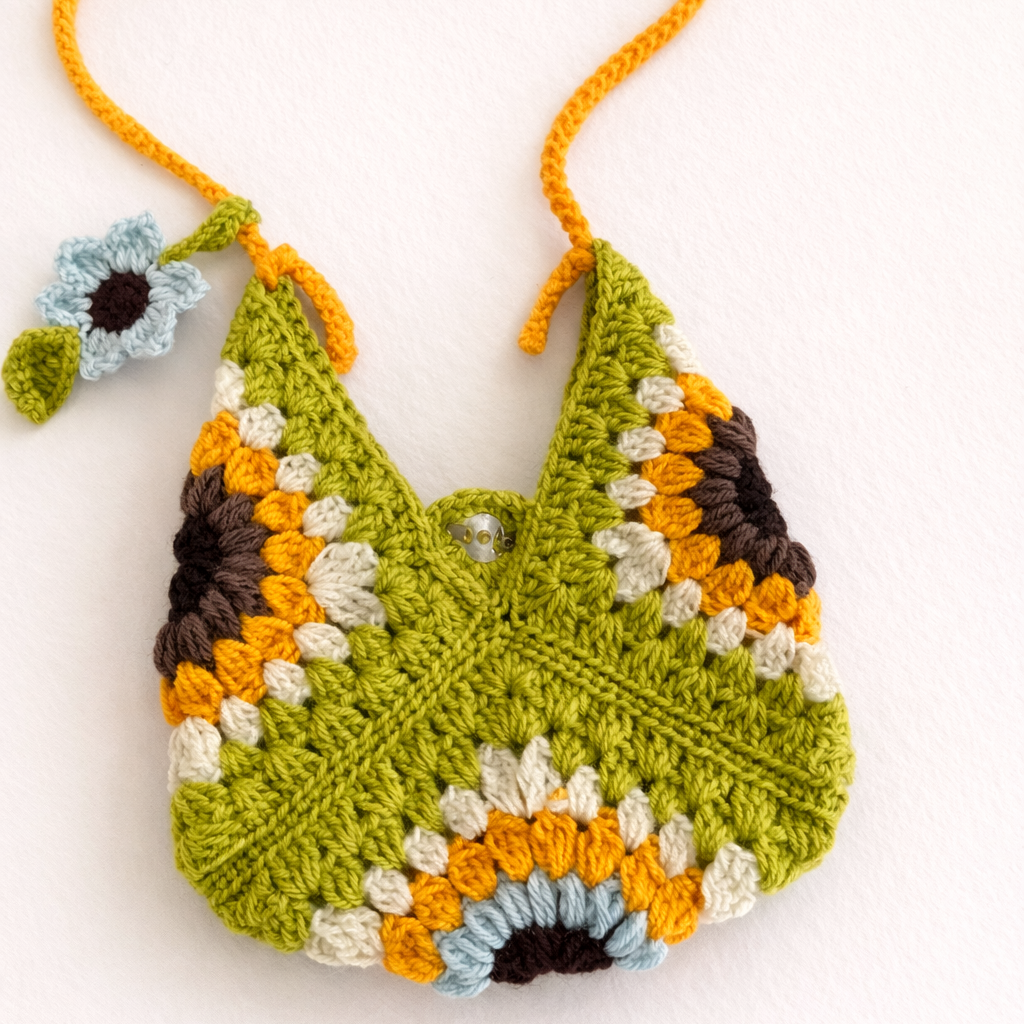 Sunflower Granny Square Crochet Sling Bag